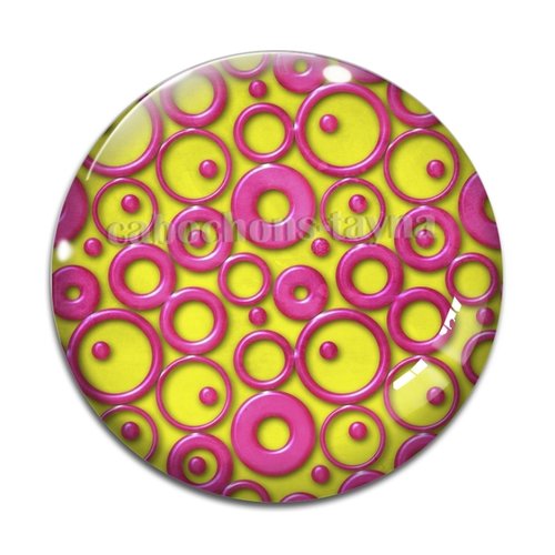 Cabochon motif rond rose jaune, en résine ou en verre différente taille