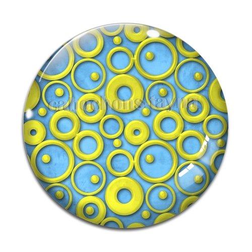 Cabochon motif rond turquoise jaune, en résine ou en verre différente taille