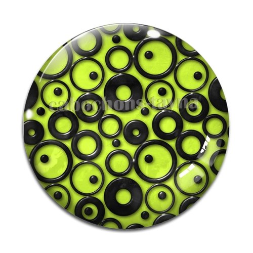 Cabochon motif rond vert noir, en résine ou en verre différente taille