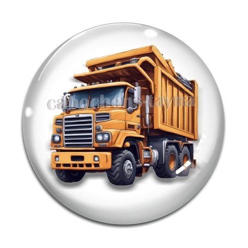 Cabochon camion de chantier, en résine ou en verre différente taille