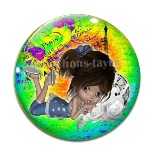 Cabochon petite fille, cabochon résine - ou verre rond différente taille