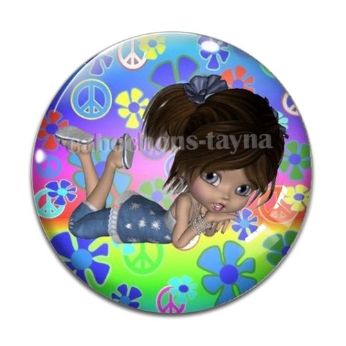 Cabochon petite fille, cabochon résine - ou verre rond différente taille