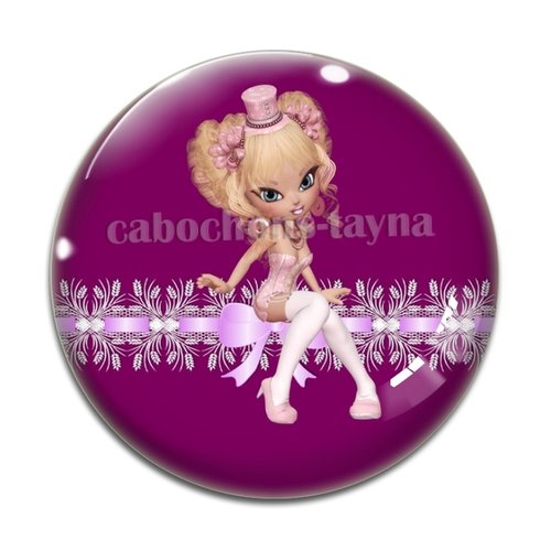 Cabochon petite fille, cabochon résine - ou verre rond différente taille