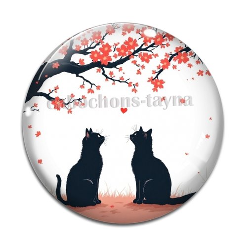 Cabochon chat cerisier, résine ou verre différente taille