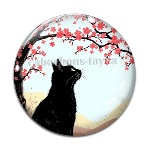 Cabochon chat cerisier, résine ou verre différente taille