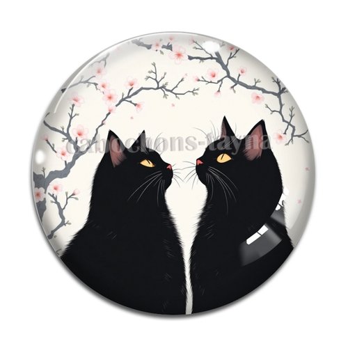 Cabochon chat cerisier, résine ou verre différente taille