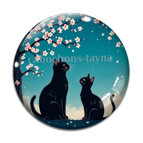 Cabochon chat cerisier, résine ou verre différente taille