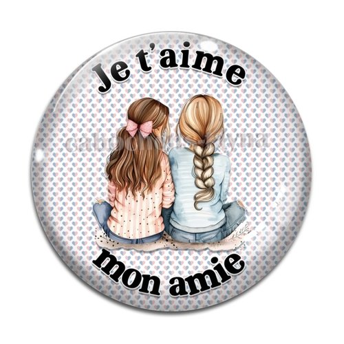 Cabochon je t'aime mon amie, résine ou verre différente taille
