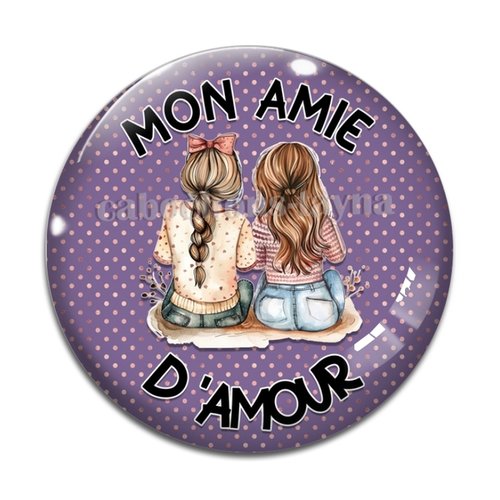 Cabochon mon amour d'amie, résine ou verre différente taille