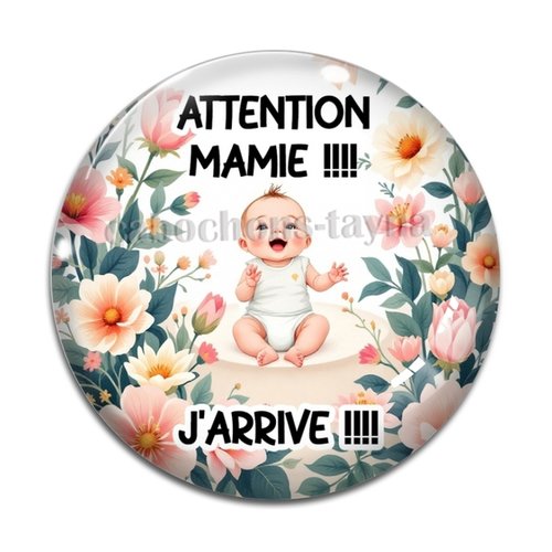 Cabochon attention mamie j'arrive, cabochon future mamie résine, verre rond différente taille