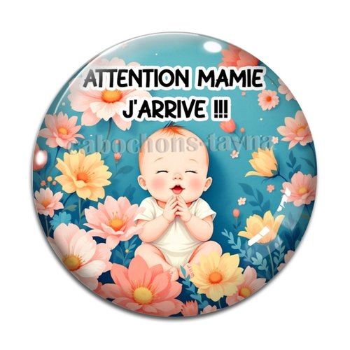 Cabochon attention mamie j'arrive, cabochon future mamie résine, verre rond différente taille