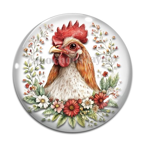 Cabochon poule, résine ou verre différente taille