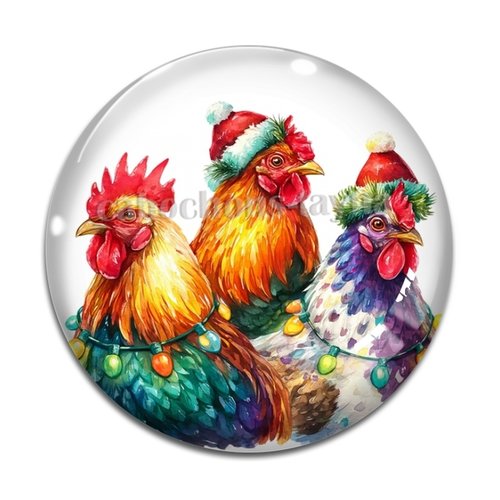 Cabochon poule, résine ou verre différente taille