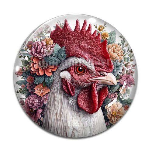 Cabochon poule, résine ou verre différente taille