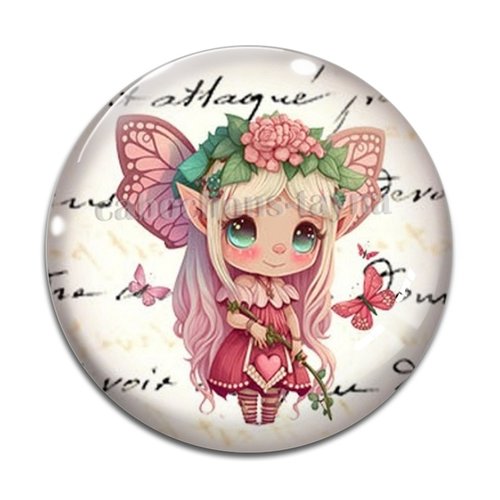 Cabochon petite fille féerique, résine ou verre différente taille