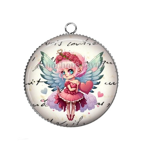 Pendentif petite fille féerique, pendentif cabochon 25 mm résine