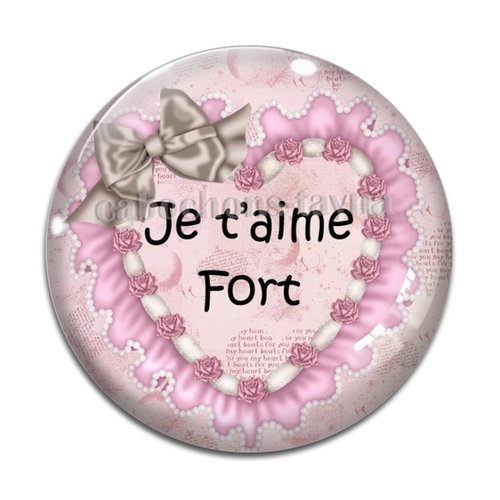 Cabochon je t'aime, en résine ou en verre différente taille