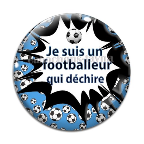 Cabochon je suis un footballeur qui déchire, cabochon résine, verre rond différente taille