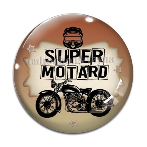 Cabochon super motard, cabochon résine, verre rond différente taille