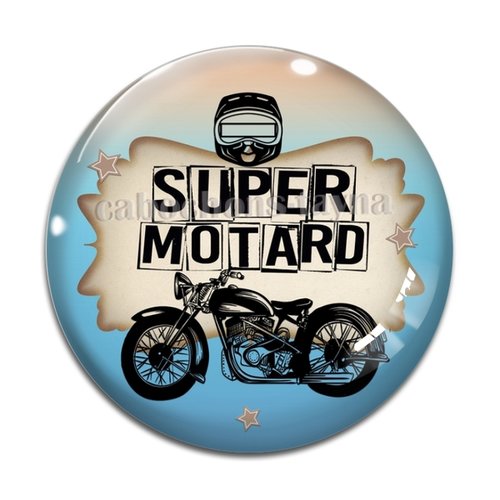 Cabochon super motard, cabochon résine, verre rond différente taille
