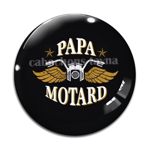 Cabochon papa motard, cabochon résine, verre rond différente taille