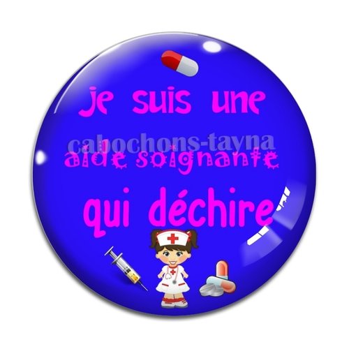 Cabochon je suis une aide soignante qui déchire, résine ou verre différente taille