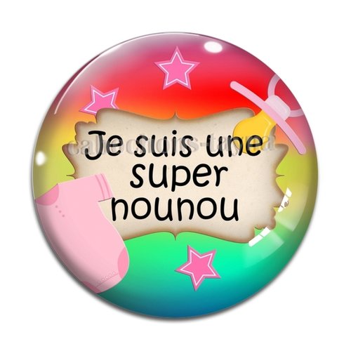 Cabochon super nounou, cabochon résine - ou verre rond différente taille