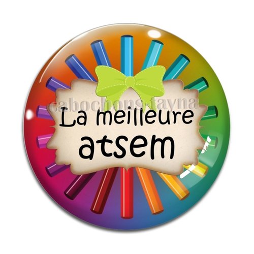 Cabochon la meilleure atsem, cabochon résine - ou verre rond différente taille