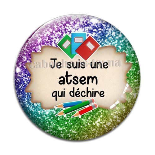 Cabochon je suis une atsem qui déchire, cabochon résine - ou verre rond différente taille
