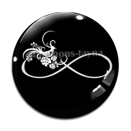 Cabochon signe infini oiseau, cabochon résine ou verre rond différente taille