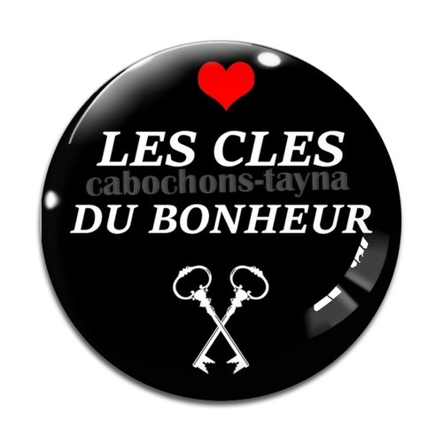 Cabochon les clés du bonheur, en résine ou en verre différente taille