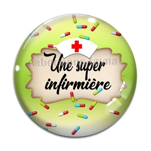Cabochon super infirmière, résine - ou verre différente taille