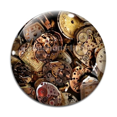 Cabochon steampunk, résine ou verre rond différente taille