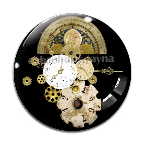 Cabochon steampunk, résine ou verre rond différente taille