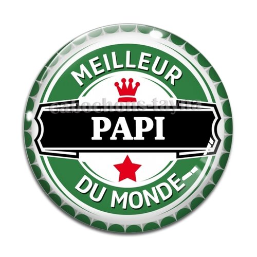 Cabochon meilleur papi, résine ou verre rond différente taille