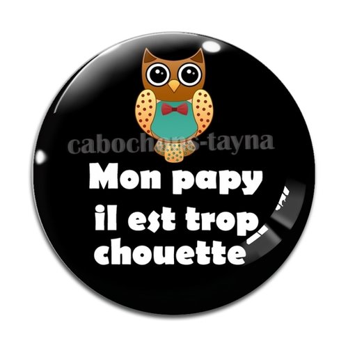 Cabochon mon papy il est chouette, résine ou verre rond différente taille