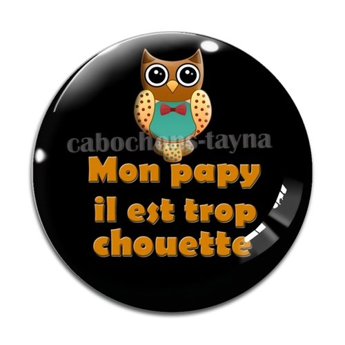 Cabochon mon papy il est chouette, résine ou verre rond différente taille