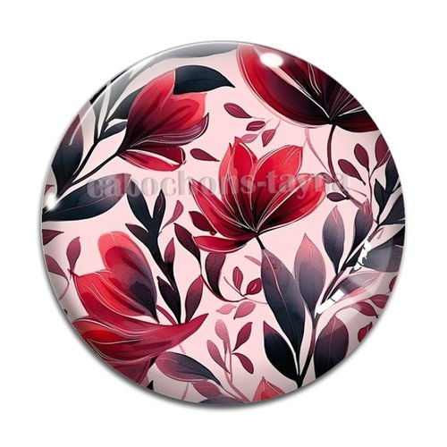 Cabochon fleur, résine ou verre rond différente taille
