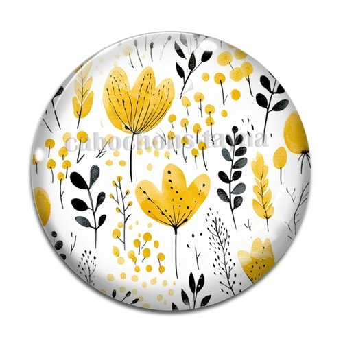 Cabochon fleur, résine ou verre rond différente taille