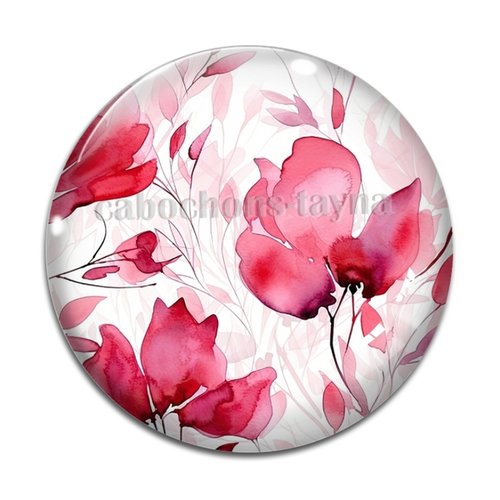 Cabochon fleur, résine ou verre rond différente taille