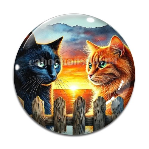 Cabochon chat, cabochon résine - ou verre rond différente taille