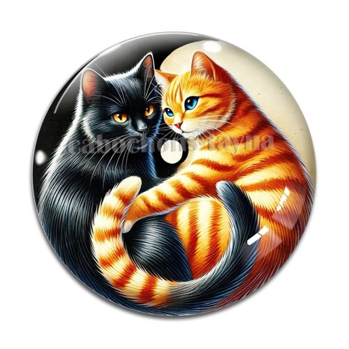 Cabochon chat, cabochon résine - ou verre rond différente taille