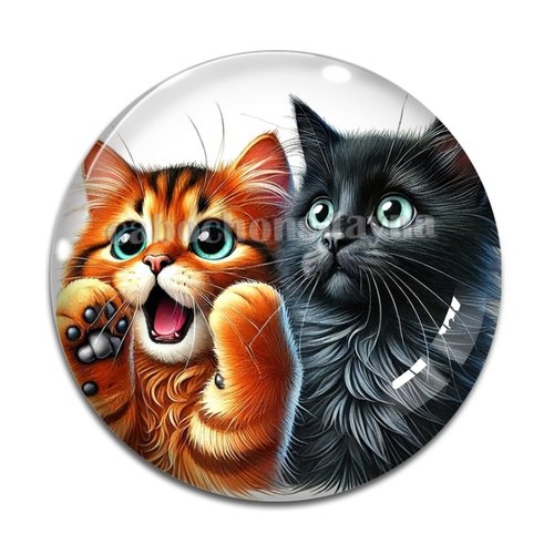Cabochon chat, cabochon résine - ou verre rond différente taille