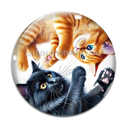 Cabochon chat, cabochon résine - ou verre rond différente taille