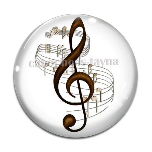 Cabochon note musique, cabochon résine ou verre rond différente taille