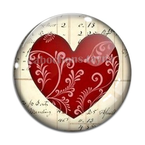 Cabochon cœur, cabochon résine ou verre rond différente taille