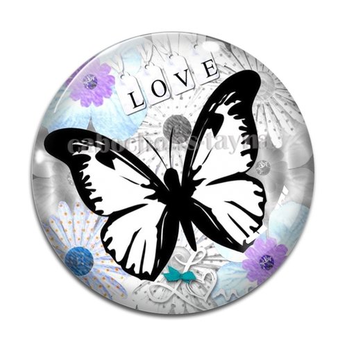 Cabochon papillon, cabochon résine ou verre rond différente taille