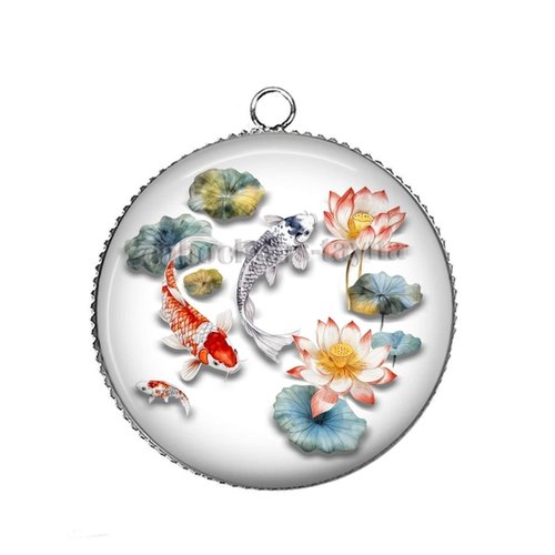 Pendentif poisson, cabochon 25 mm résine