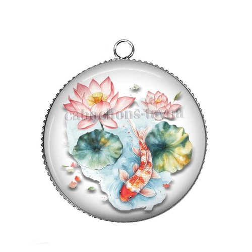Pendentif poisson, cabochon 25 mm résine