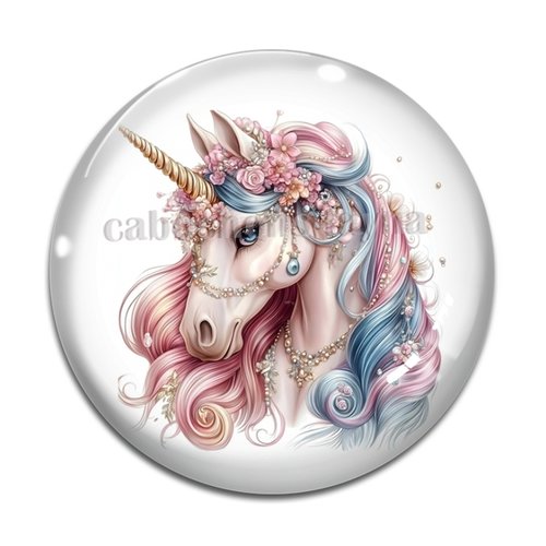 Cabochon licorne, cabochon résine ou verre rond différente taille
